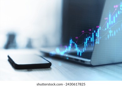 An image depicting an analytical view of financial data with graphs and numbers on laptop and smartphone screens - Powered by Shutterstock - Get 15% off with code: PIKWIZARD15