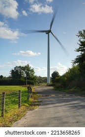 Image Depicting Motion Of A Horizontal Axis Wind Turbine With Slightly Blurred Blades In South Staffordshire In The UK