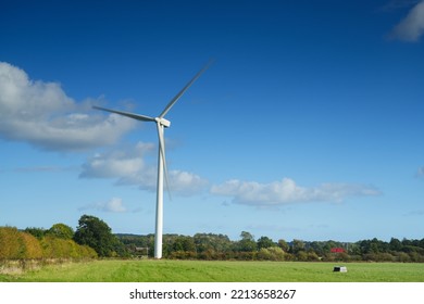 Image Depicting Motion Of A Horizontal Axis Wind Turbine With Slightly Blurred Blades In South Staffordshire In The UK