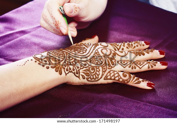 Image Detail Henna Being Applied Hand Stock Photo (Edit Now) 171498197