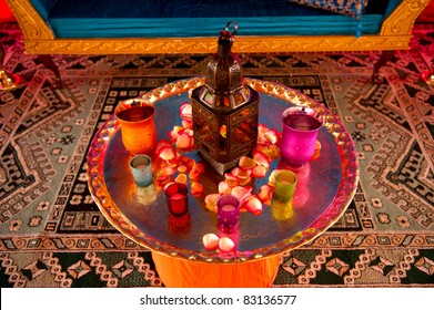 Image detail of a table setting at an indian wedding