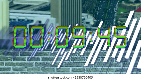 Image of diagrams and data processing with countdown over cityscape. Global business, time and digital interface concept, digitally generated image. - Powered by Shutterstock