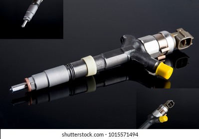 Image Of Diesel Fuel Injector Isolated On Black