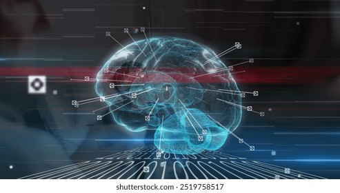 Image of digital brain over female doctor and female  patient in hospital. Health, technology, treatment and data processing concept. - Powered by Shutterstock - Get 15% off with code: PIKWIZARD15