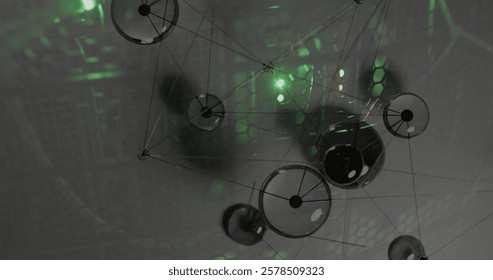 Image of digital data processing with connections over computer servers. Global connections, computing and data processing concept digitally generated image.