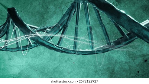 Image of digital data processing over dna strand. Global science, connections, computing and data processing concept digitally generated image.