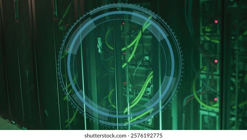 Image of digital data processing over computer servers. global cyber security, connections, computing and data processing concept digitally generated image.