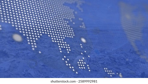 Image of digital data processing over world map. Global connections, computing and data processing concept digitally generated image.