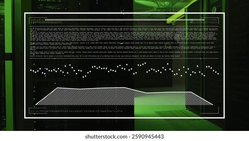 Image of digital data processing over computer servers. Global connections, computing and data processing concept digitally generated image.