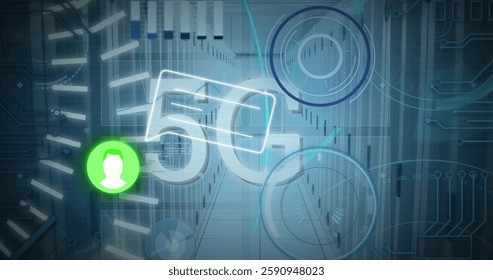 Image of digital data processing over computer servers. Global connections, computing and data processing concept digitally generated image.
