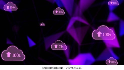Image of digital icons and data processing on interface. digital interface, communication and technology concept digitally generated image.