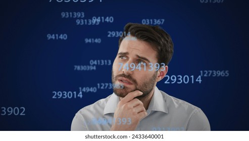 Image of digital interface with icons and data processing. Global computer network technology concept digitally generated image.