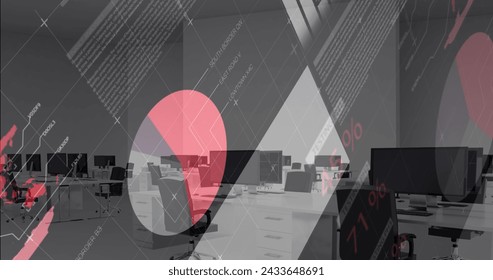 Image of digital interface with icons and data processing. Global computer network technology concept digitally generated image.