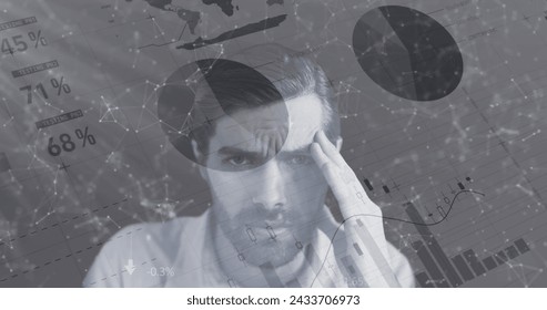 Image of digital interface with icons and data processing. Global computer network technology concept digitally generated image.