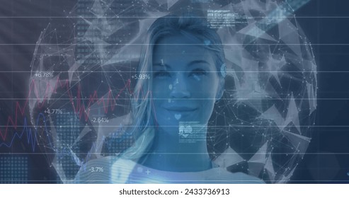 Image of digital interface with icons and data processing. Global computer network technology concept digitally generated image.