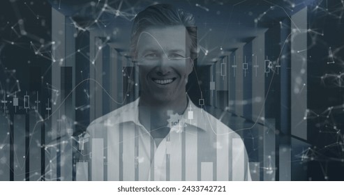 Image of digital interface with icons and data processing. Global computer network technology concept digitally generated image.