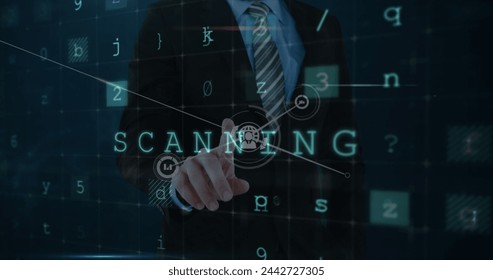 Image of digital interface and network of connections over businessman. global connections, data processing and digital interface concept digitally generated image.