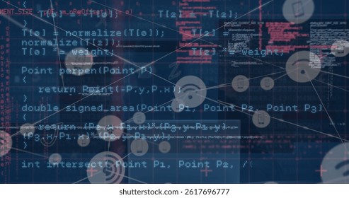 Image of digital interface and network of connections over hacker. global connections, data processing and digital interface concept digitally generated image.