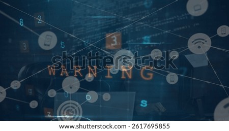 Image of digital interface and network of connections over hacker. global connections, data processing and digital interface concept digitally generated image.