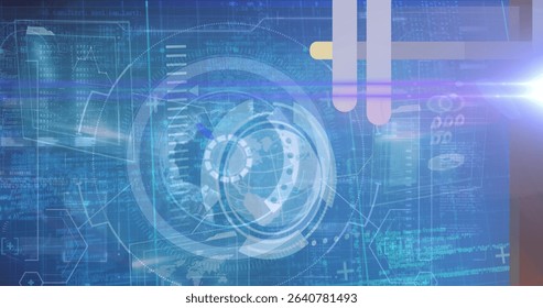 Image of diverse data over world map. Global business digital interface technology and networking concept digitally generated image.