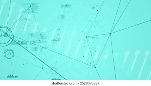 Image of dna strand with networks of connections. Global connections, business, finance, computing and data processing concept digitally generated image.