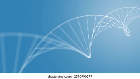 Image of dna strand over blue background. Technology, science and digital interface concept digitally generated image.