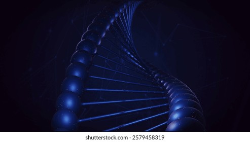 Image of dna strand over newtork of connections on black background. Global science, connections and digital interface concept digitally generated image.