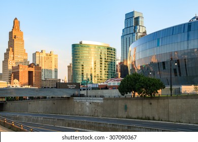 An image of downtown Kansas City Skyline with no trademarks.  Kansas City is located in Jackson County, Missouri.