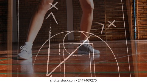 Image of drawing of game plan over female basketball player. sports and competition concept digitally generated image. - Powered by Shutterstock