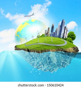 Image Earth Planet Floating Water Global Stock Photo 150610424 ...