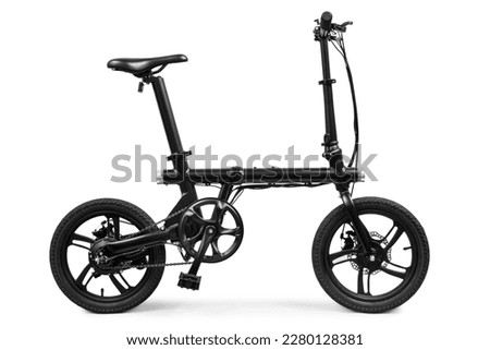 The image of electric folding bicycle under the white background