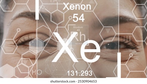 Image of elements and molecular strcutures over eyes of smiling biracial female doctor. Medical and healthcare services concept digitally generated image. - Powered by Shutterstock