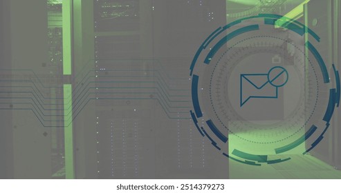 Image of email and digital data processing over computer servers. Global cyber security, connections, cloud computing and data processing concept digitally generated image. - Powered by Shutterstock