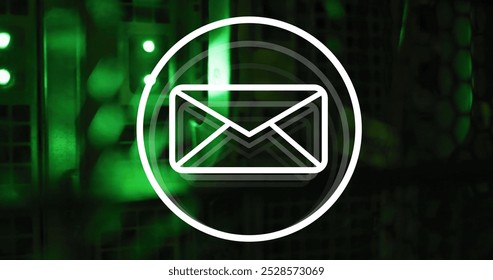Image of email icon and digital data processing over computer servers. Global connections, computing and data processing concept digitally generated image. - Powered by Shutterstock - Get 15% off with code: PIKWIZARD15
