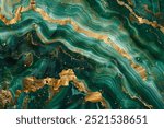 Image of Emerald green dark marble pattern with golden veins close up. Texture for background usage