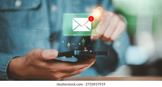 The image emphasizes digital communication, email notifications, and real-time updates, representing how users interact with modern inbox systems in business and personal contexts.