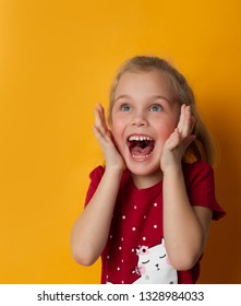 Image Excited Screaming Cute Little Standing Stock Photo 1328984033 ...