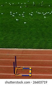 Image Of A Fallen Hurdle, Symbol Of A Finished Race Or A Failure