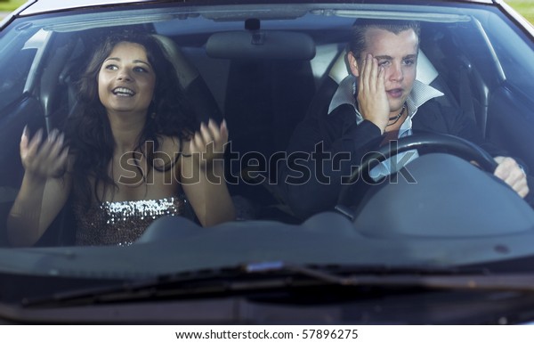 The image of a family\
quarrel driving