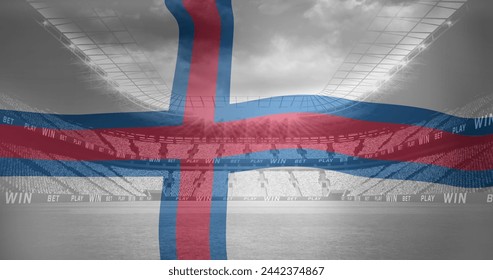 Image of faroe islands waving flag over sport stadium. Sports, competition, entertainment and technology concept digitally generated image. - Powered by Shutterstock