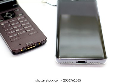 Image Of Feature Phone And Smartphone