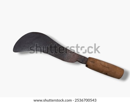 The image features a knife with a handle. It is categorized as a tool and can also be considered a weapon.Additionally,the mention of machetes suggests their use for gardening and household activities