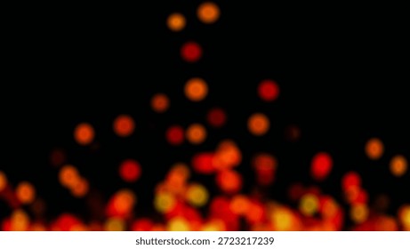 The image features a mesmerizing display of orange and red bokeh lights scattered across a sleek black background, creating a dynamic visual effect with a white border at the bottom adding contrast