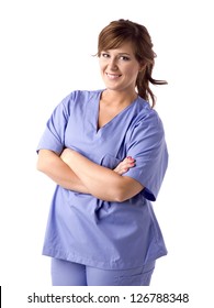 Image Of Female Nurse Against White Background