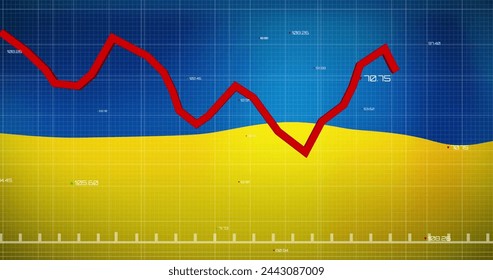 Image of financial data and graph over flag of ukraine. ukraine crisis, economic crash and international politics concept digitally generated image. - Powered by Shutterstock