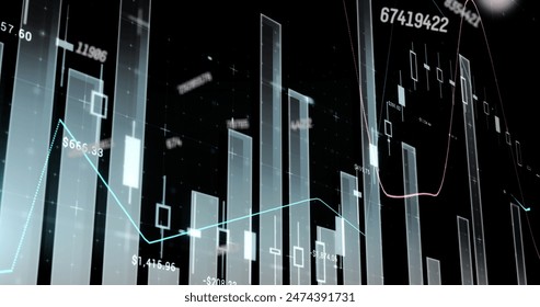 Image of financial data processing. global business, finances, digital interface and connections concept digitally generated image.