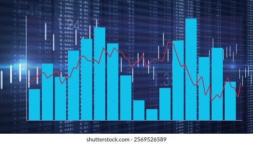 Image of financial data processing with light trails on black background. Global finances, computing and digital interface concept digitally generated image.