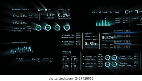 Image of financial data processing with numbers over black background. Global networks, business, finances, computing and data processing concept digitally generated image.