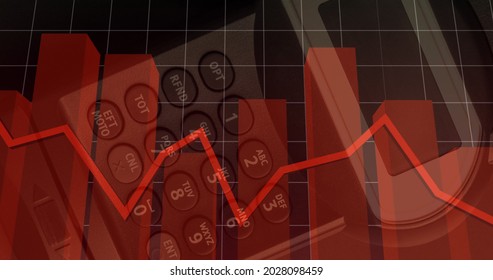 Image of financial data processing over payment terminal. global finances, business and contactless payment concept digitally generated image.