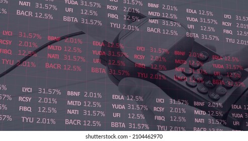 Image of financial data processing over payment terminal. global online shopping, business, finances, data processing and digital interface concept digitally generated image. - Powered by Shutterstock - Get 15% off with code: PIKWIZARD15